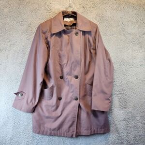 Saxton Hall Jacket Womens Medium Mauve Purple Plaid Lined Trench‎ Coat Classic